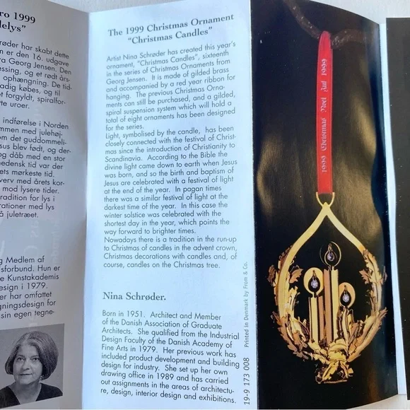 Georg Jensen Gold Plate 1999 Christmas Candles Ornament mobile collection - Picture 6 of 9